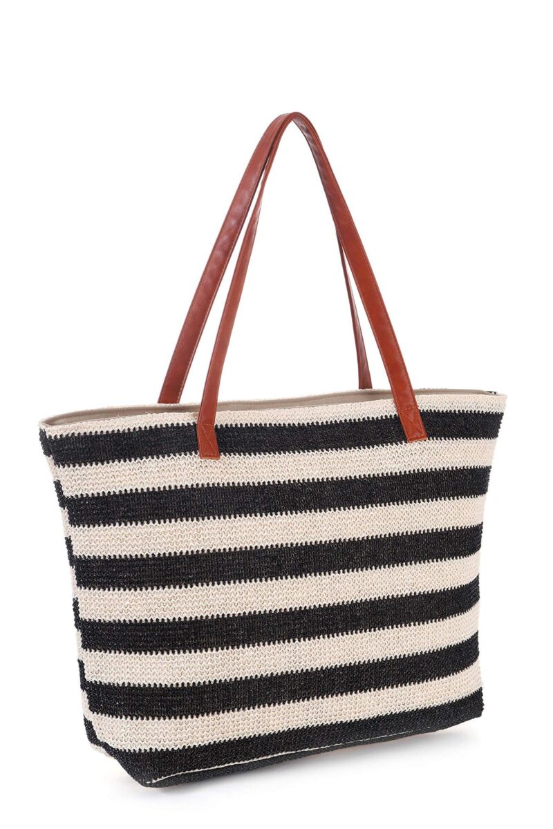 Große strandtasche mit reißverschluss - White stripe