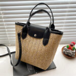 Korbtasche handtasche - Schwarz, 18x10x20cm