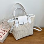 Korbtasche handtasche - Weiß, 18x10x20cm