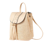 Korbtasche mit lederhenkel - Beige