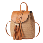 Korbtasche mit lederhenkel - Braun