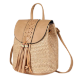 Korbtasche mit lederhenkel - Khaki