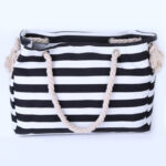 Strandtasche blau weiß gestreift - Schwarz