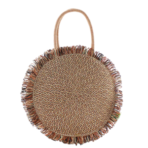 Strandtasche stroh rund - Schwarz